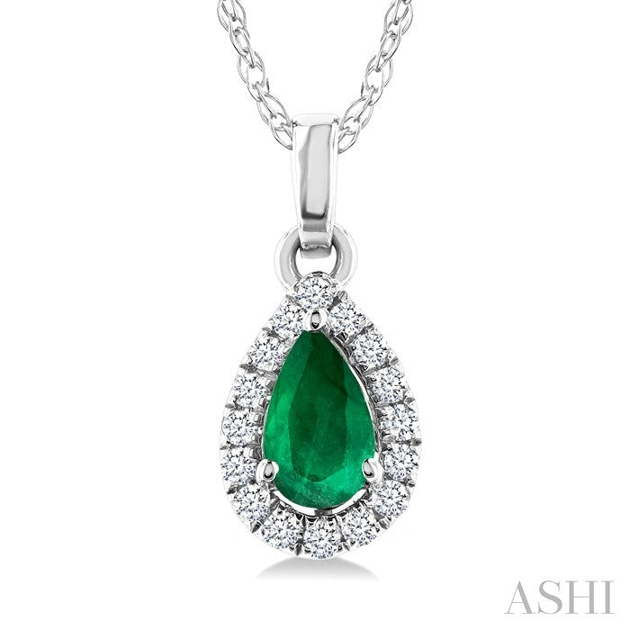 Pear Shape Gemstone & Halo Diamond Pendant