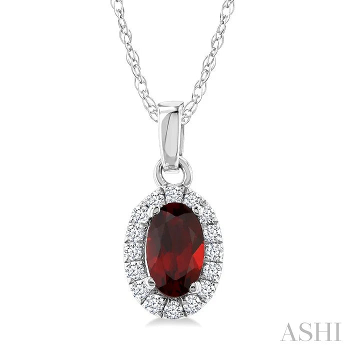Oval Shape Gemstone & Halo Diamond Pendant