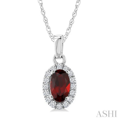 Oval Shape Gemstone & Halo Diamond Pendant