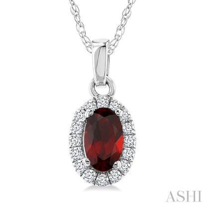 Oval Shape Gemstone & Halo Diamond Pendant