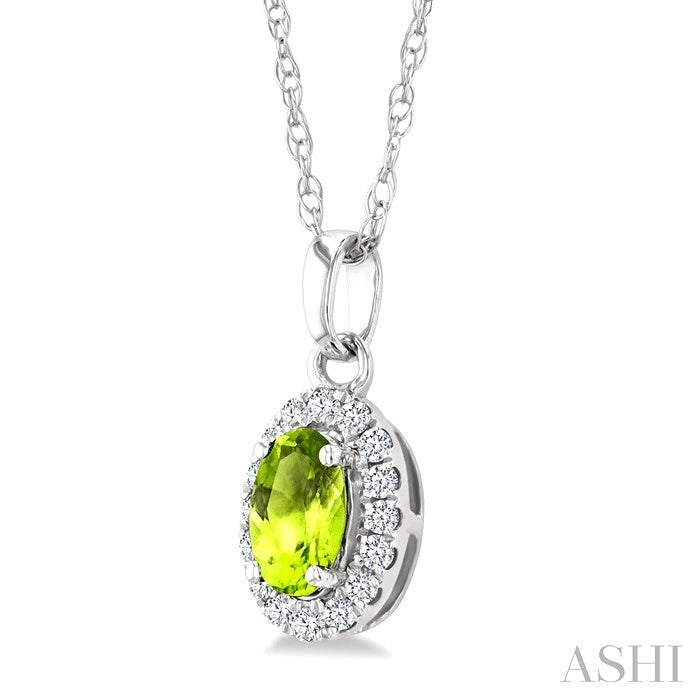 Oval Shape Gemstone & Halo Diamond Pendant