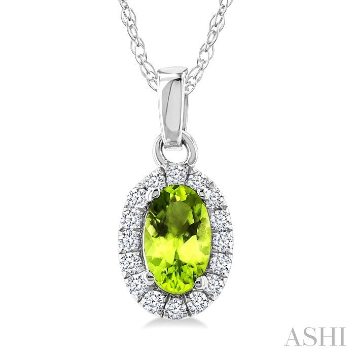 Oval Shape Gemstone & Halo Diamond Pendant