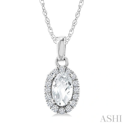 Oval Shape Gemstone & Halo Diamond Pendant