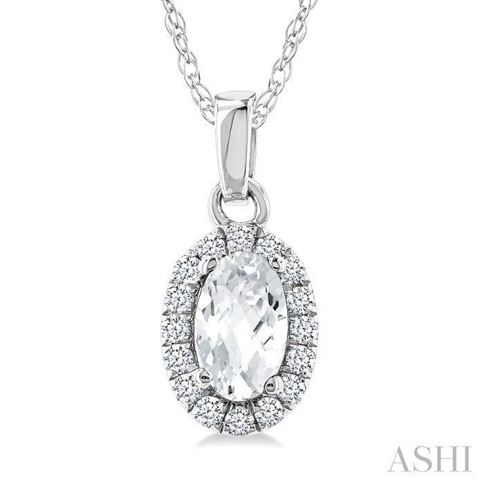 Oval Shape Gemstone & Halo Diamond Pendant