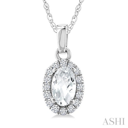 Oval Shape Gemstone & Halo Diamond Pendant