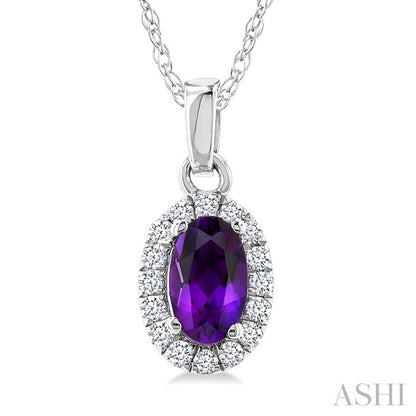 Oval Shape Gemstone & Halo Diamond Pendant