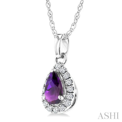 Pear Shape Gemstone & Halo Diamond Pendant