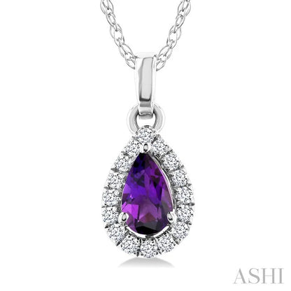 Pear Shape Gemstone & Halo Diamond Pendant