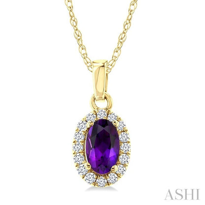 Oval Shape Gemstone & Halo Diamond Pendant