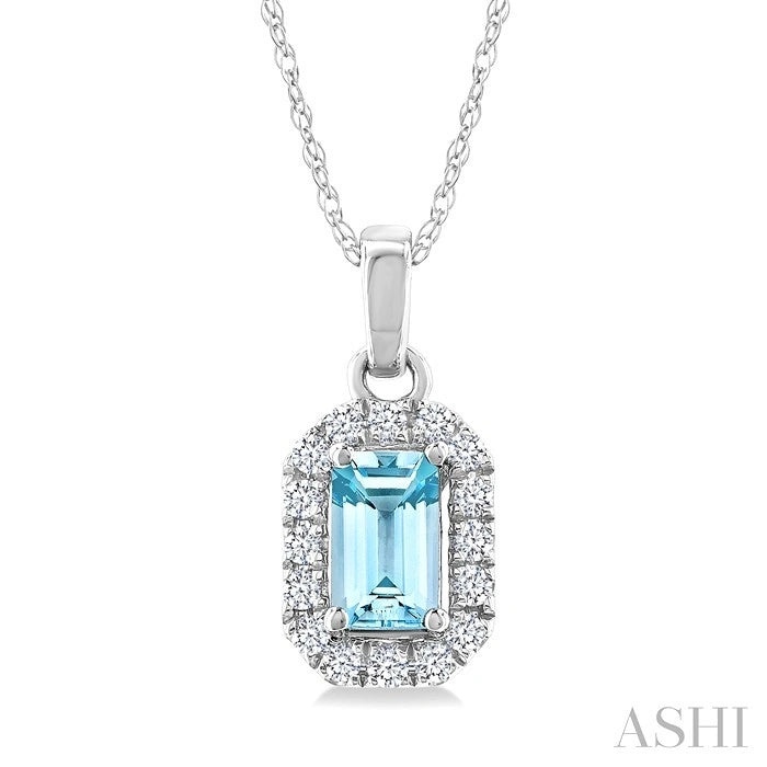 Emerald Shape Gemstone & Halo Diamond Pendant