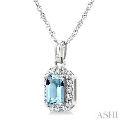 Emerald Shape Gemstone & Halo Diamond Pendant