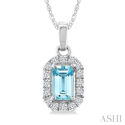 Emerald Shape Gemstone & Halo Diamond Pendant