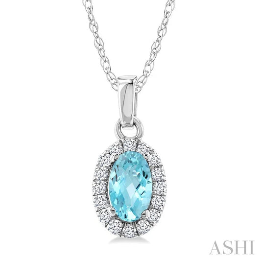 Oval Shape Gemstone & Halo Diamond Pendant