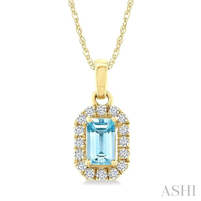 Emerald Shape Gemstone & Halo Diamond Pendant