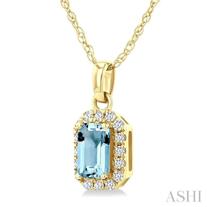 Emerald Shape Gemstone & Halo Diamond Pendant