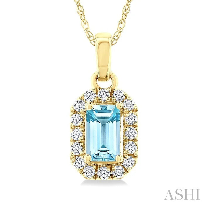 Emerald Shape Gemstone & Halo Diamond Pendant