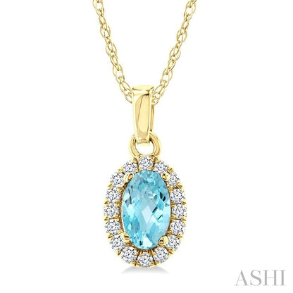 Oval Shape Gemstone & Halo Diamond Pendant