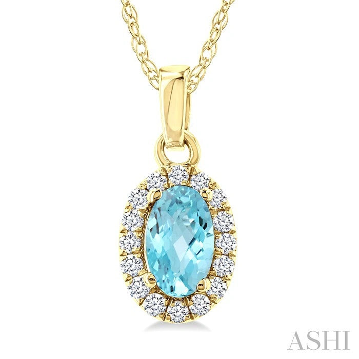 Oval Shape Gemstone & Halo Diamond Pendant