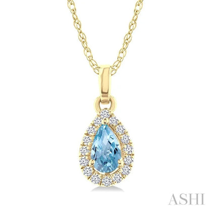 Pear Shape Gemstone & Halo Diamond Pendant