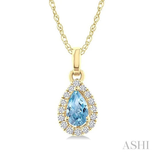 Pear Shape Gemstone & Halo Diamond Pendant