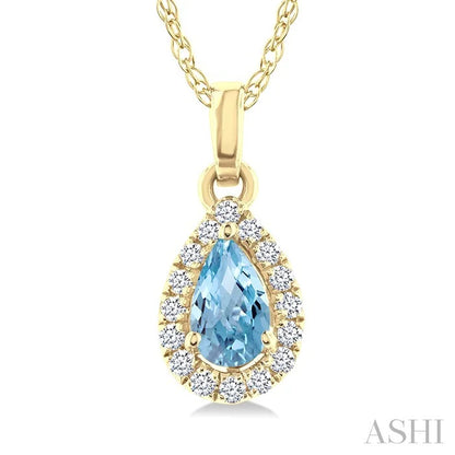 Pear Shape Gemstone & Halo Diamond Pendant