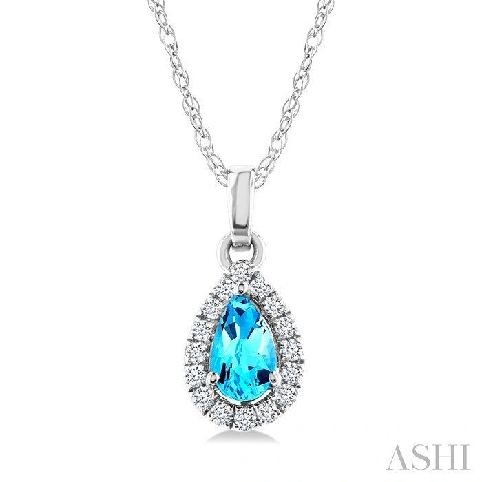 Pear Shape Gemstone & Halo Diamond Pendant