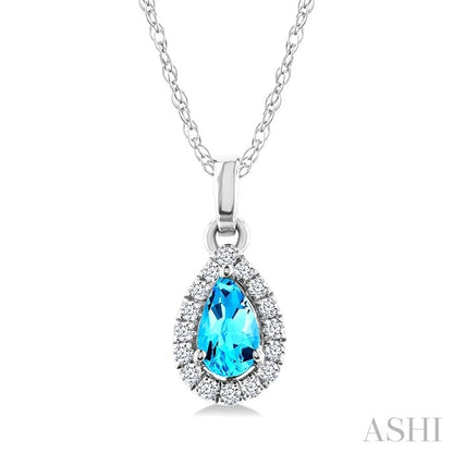 Pear Shape Gemstone & Halo Diamond Pendant