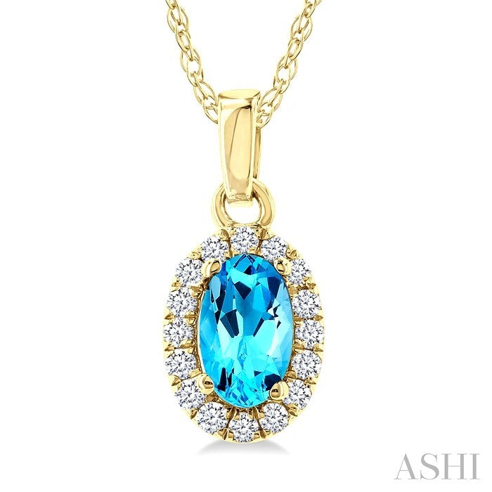 Oval Shape Gemstone & Halo Diamond Pendant