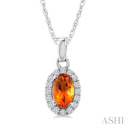 Oval Shape Gemstone & Halo Diamond Pendant