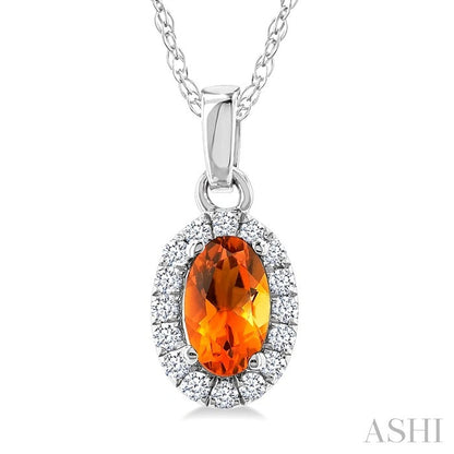 Oval Shape Gemstone & Halo Diamond Pendant