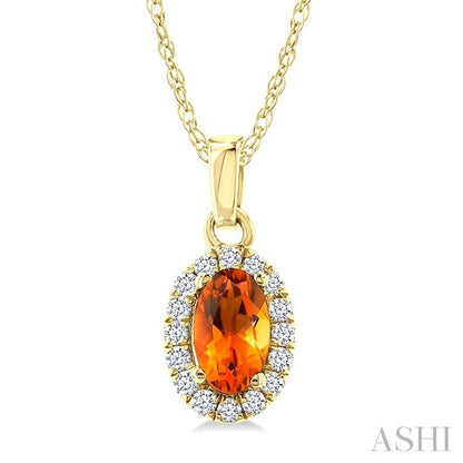 Oval Shape Gemstone & Halo Diamond Pendant