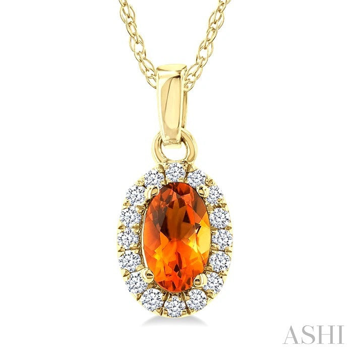 Oval Shape Gemstone & Halo Diamond Pendant