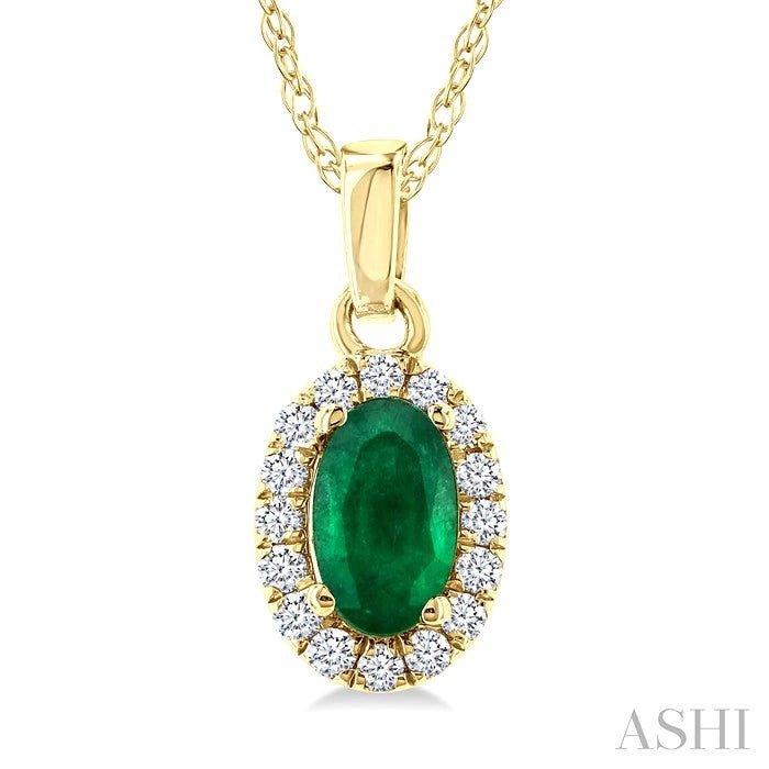 Oval Shape Gemstone & Halo Diamond Pendant