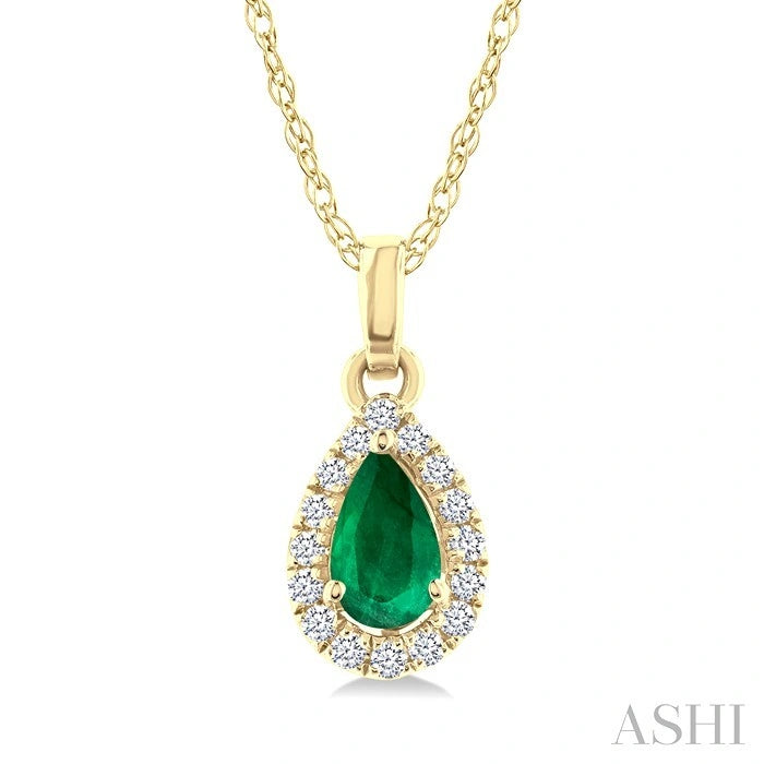 Pear Shape Gemstone & Halo Diamond Pendant