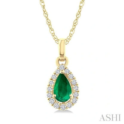 Pear Shape Gemstone & Halo Diamond Pendant