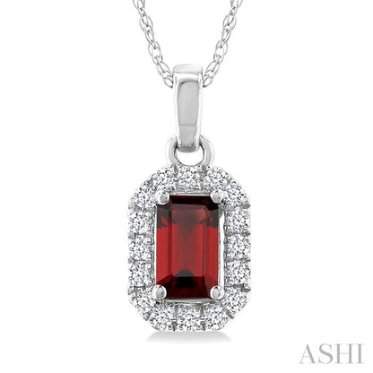 Emerald Shape Gemstone & Halo Diamond Pendant