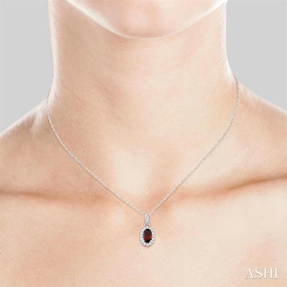 Oval Shape Gemstone & Halo Diamond Pendant