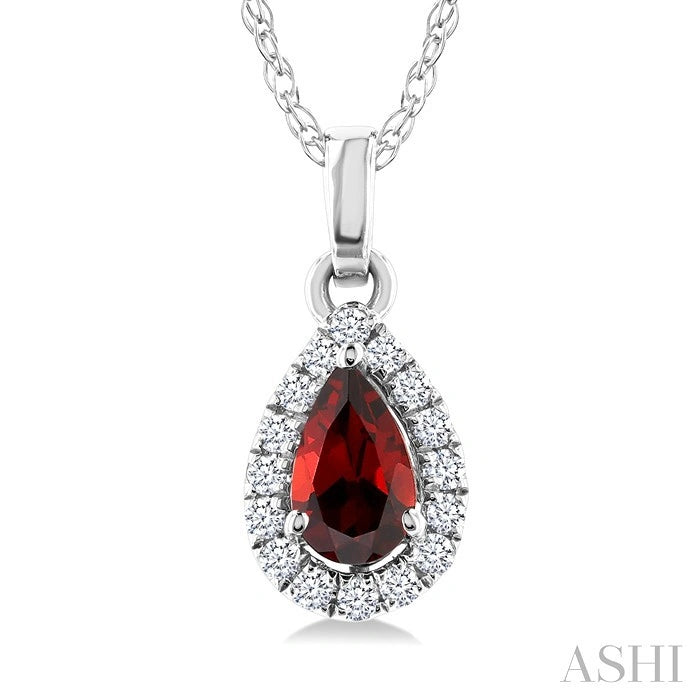 Pear Shape Gemstone & Halo Diamond Pendant