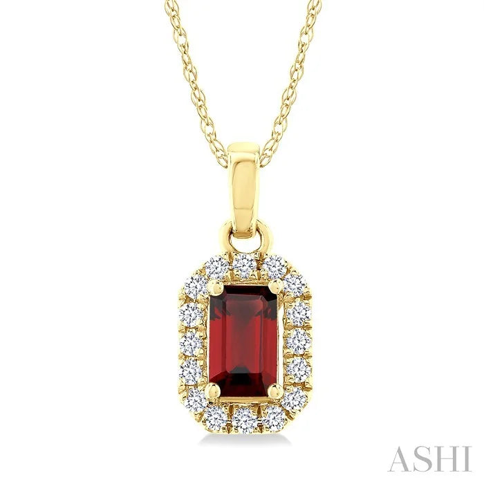 Emerald Shape Gemstone & Halo Diamond Pendant