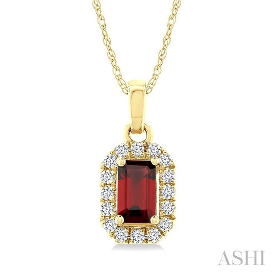 Emerald Shape Gemstone & Halo Diamond Pendant