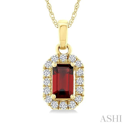 Emerald Shape Gemstone & Halo Diamond Pendant
