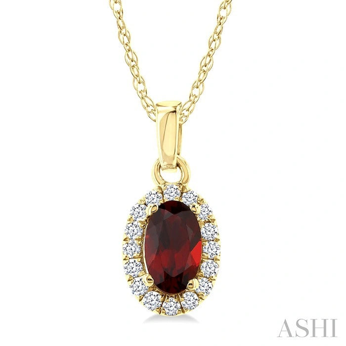 Oval Shape Gemstone & Halo Diamond Pendant