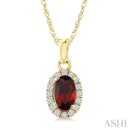 Oval Shape Gemstone & Halo Diamond Pendant