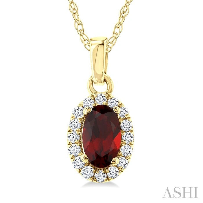 Oval Shape Gemstone & Halo Diamond Pendant