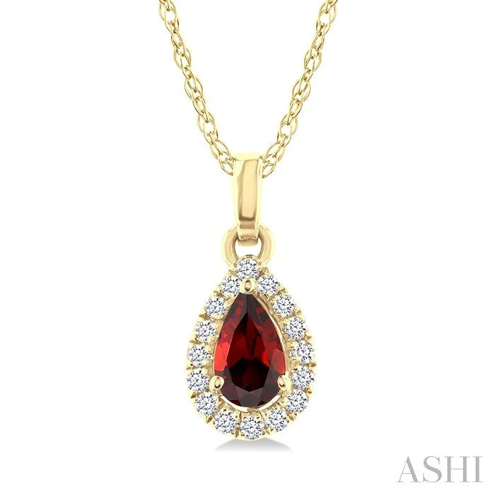 Pear Shape Gemstone & Halo Diamond Pendant