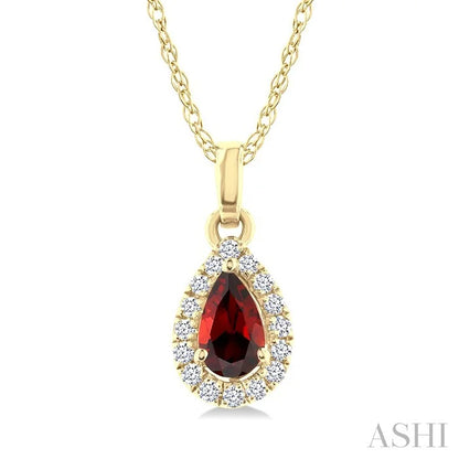 Pear Shape Gemstone & Halo Diamond Pendant