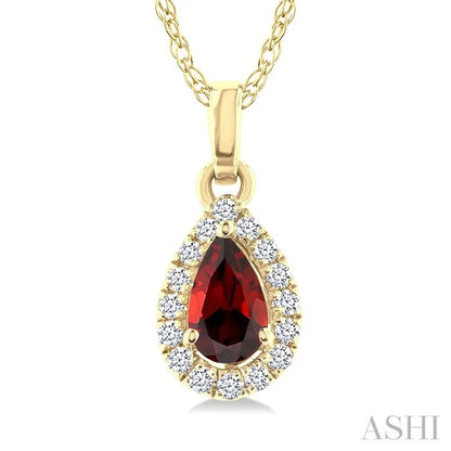 Pear Shape Gemstone & Halo Diamond Pendant