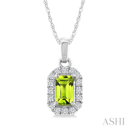 Emerald Shape Gemstone & Halo Diamond Pendant