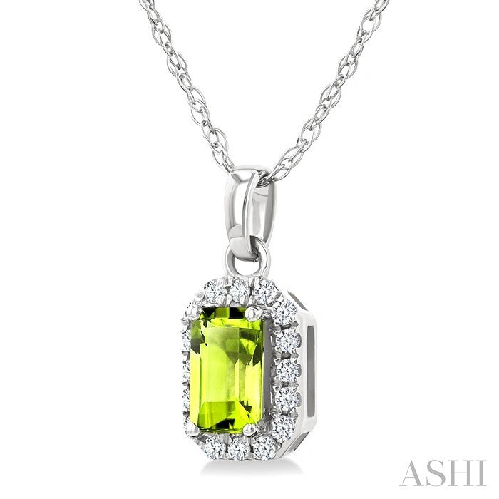 Emerald Shape Gemstone & Halo Diamond Pendant