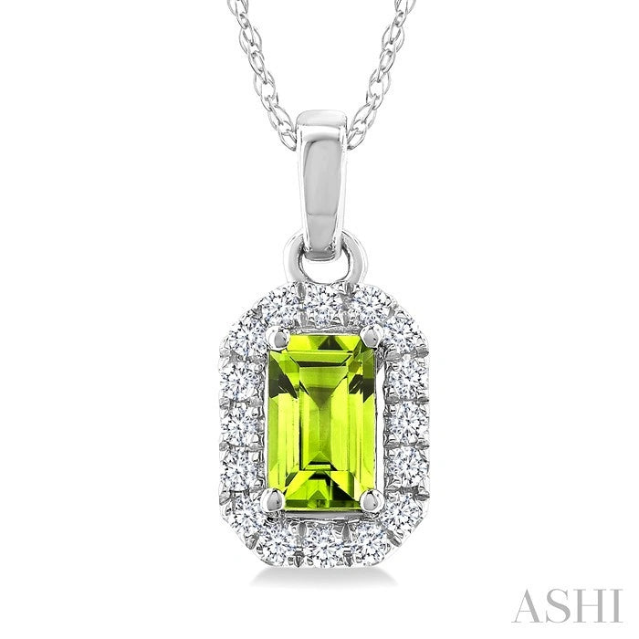 Emerald Shape Gemstone & Halo Diamond Pendant